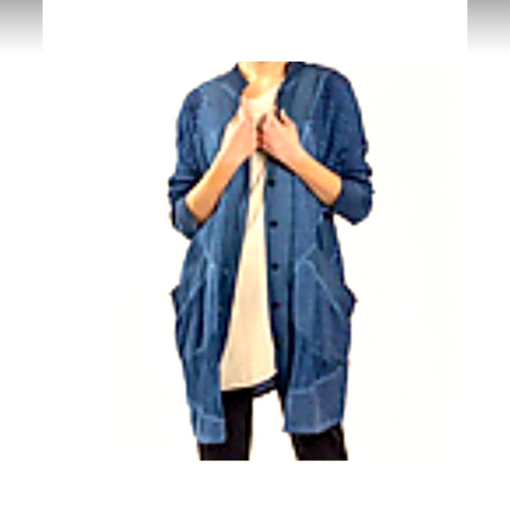 Cynthia Ashby bohemian Unite Jacket light blue boho artsy spring winter boho XL